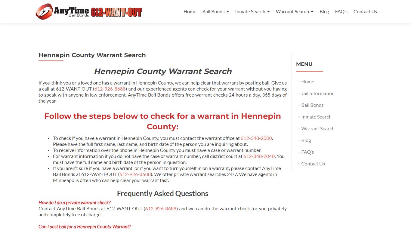 Hennepin County Warrant Search – AnyTime Bail Bonds