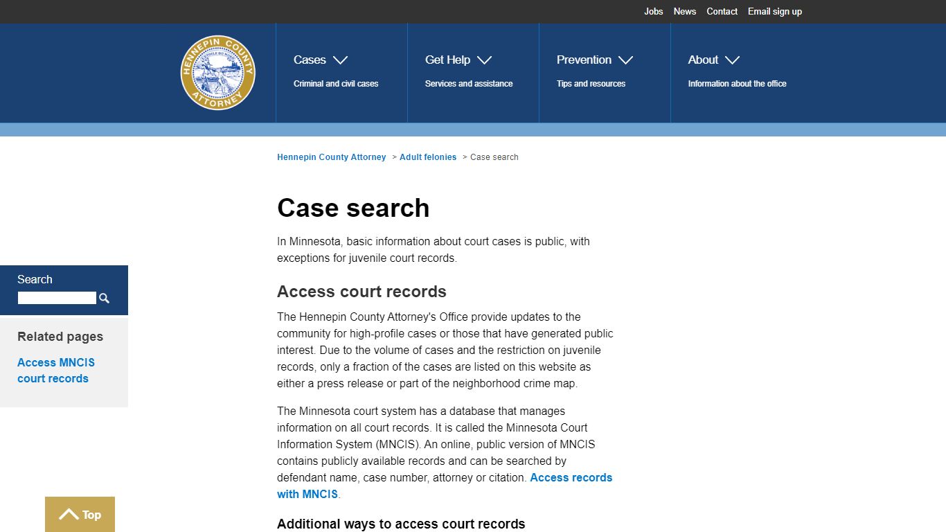 Case search | Hennepin County